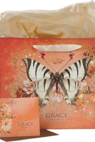 1220000321335 Grace Butterfly Orange With Card Ephesians 2:8