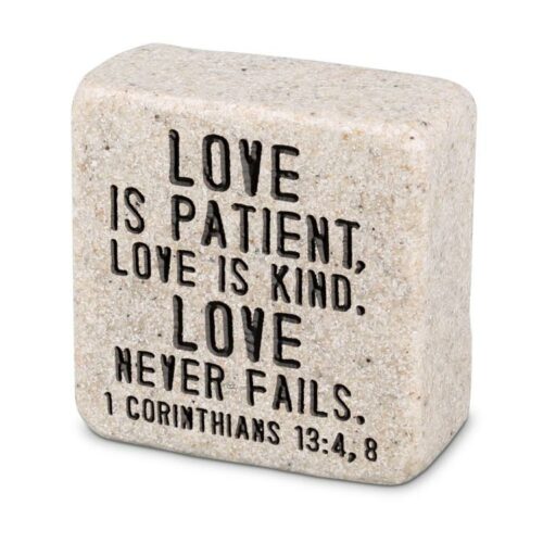 667665407140 Love Is Patient Shelf Sitter Stone