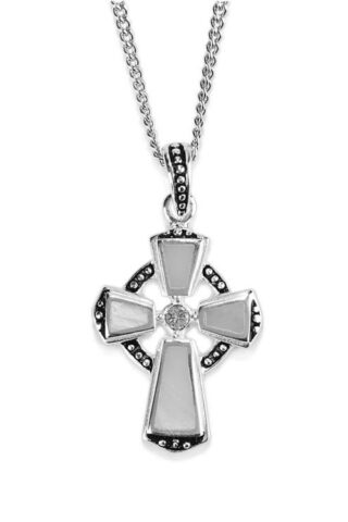 714611137993 Celtic MOP Cross With CZ Stone