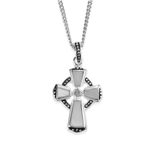 714611137993 Celtic MOP Cross With CZ Stone