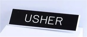 788200805105 Usher Engraved Plastic Badge