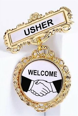 788200808069 Usher Welcome Pin Back Round Badge